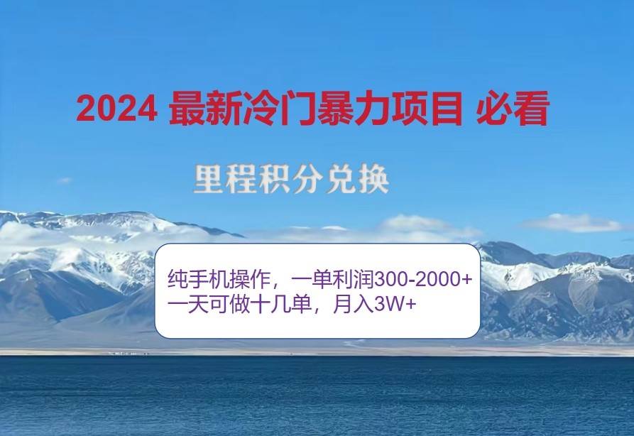 2024惊爆冷门暴利,里程积分最新玩法,高爆发期,一单300+—2000+