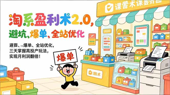 (17127期)淘系盈利术2.0,避坑、爆单、全站优化,三天掌握高投产玩法,实现月利润翻倍!