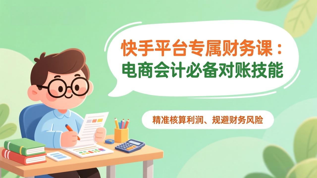 (17167期)快手平台专属财务课:电商会计必备对账技能,精准核算利润、规避财务风险