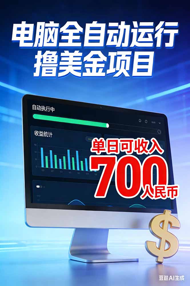 （17169期）2026年电脑全自动赚美金项目，单电脑日收益700+