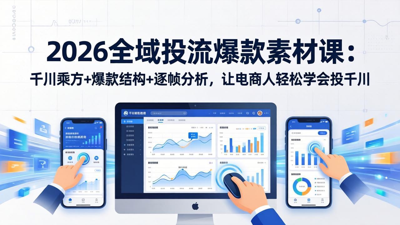(17705期)2026全域投流爆款素材课:千川乘方+爆款结构+逐帧分析,让电商人轻松学会投千川