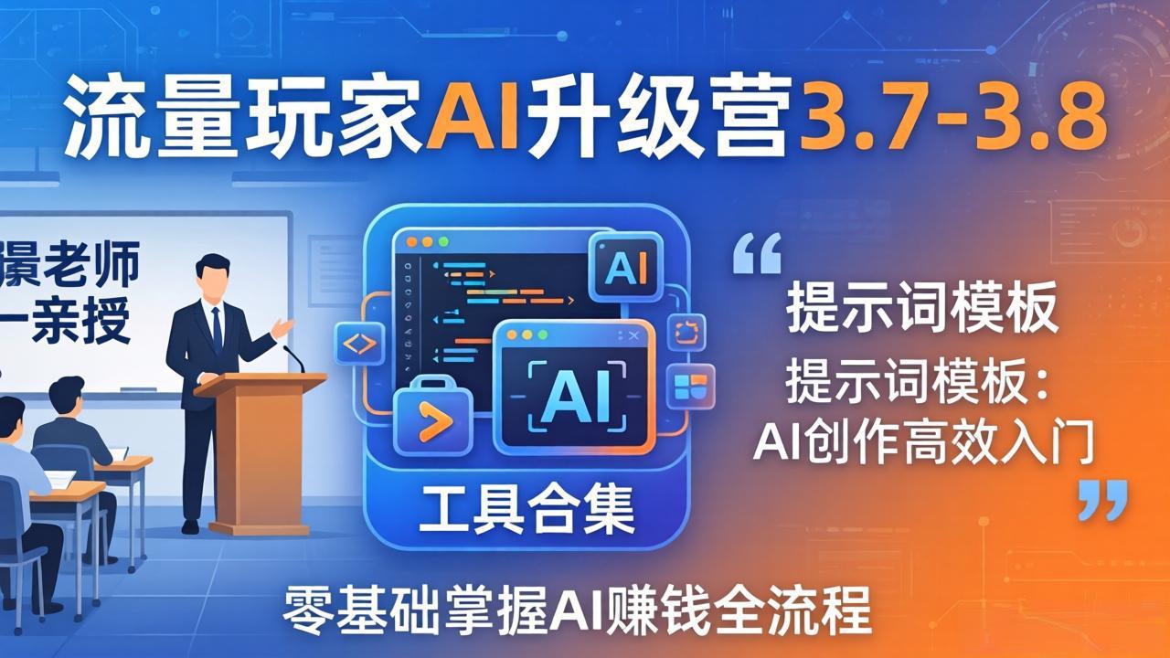 （18022期）流量玩家AI升级营3.7-3.8全套资料：多老师亲授+工具合集+提示词模板，零基础掌握AI赚钱全流程
