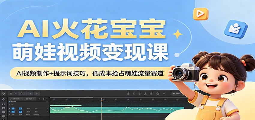 AI火花宝宝萌娃视频变现课：AI视频制作+提示词技巧，低成本抢占萌娃流量赛道