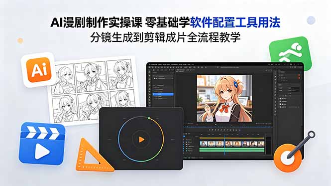 （18605期）AI漫剧制作实操课 零基础学软件配置工具用法 分镜生成到剪辑成片全流程教学