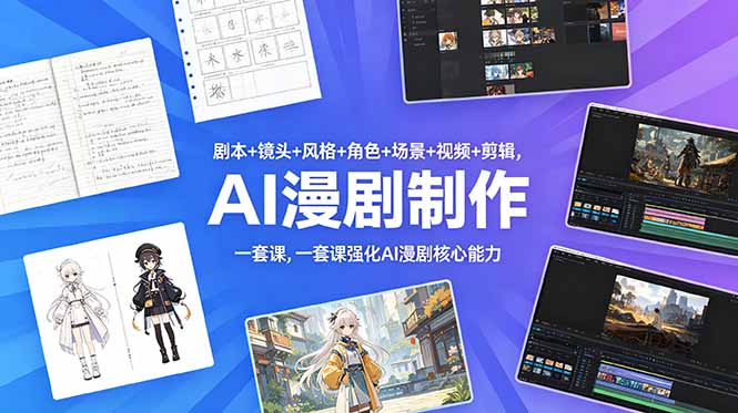(18734期)剧本+镜头+风格+角色+场景+视频+剪辑,一套课强化AI漫剧核心能力
