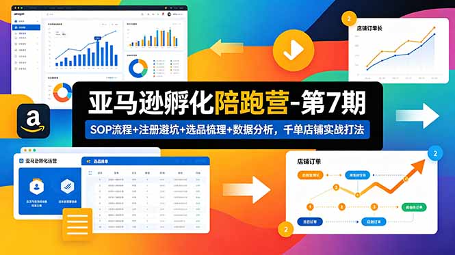 (18752期)亚马逊孵化陪跑营-第7期:SOP流程+注册避坑+选品梳理+数据分析,千单店铺实战打法