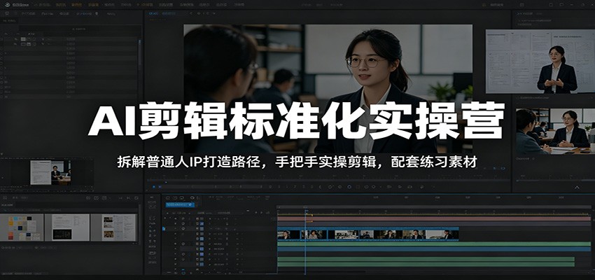 AI剪辑标准化实操营:拆解普通人IP打造路径,手把手实操剪辑,配套练习素材