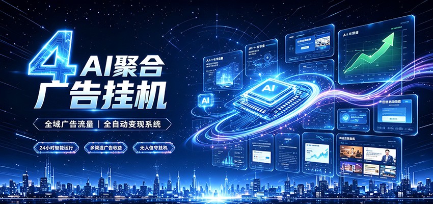 全域广告流量聚合，AI无人挂机稳赚佣金，打造长期稳定被动收入副业