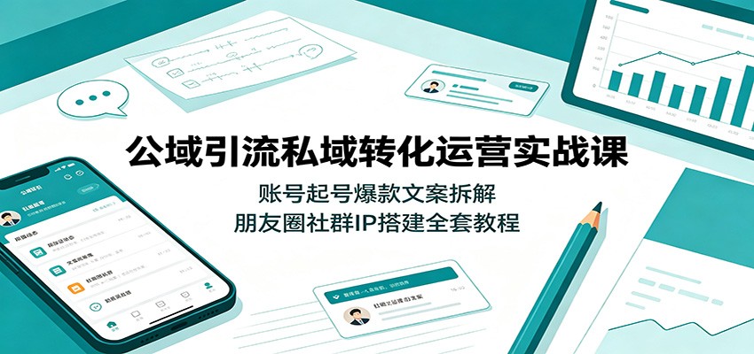 公域引流私域转化运营实战课：账号起号爆款文案拆解，朋友圈社群IP搭建全套教程