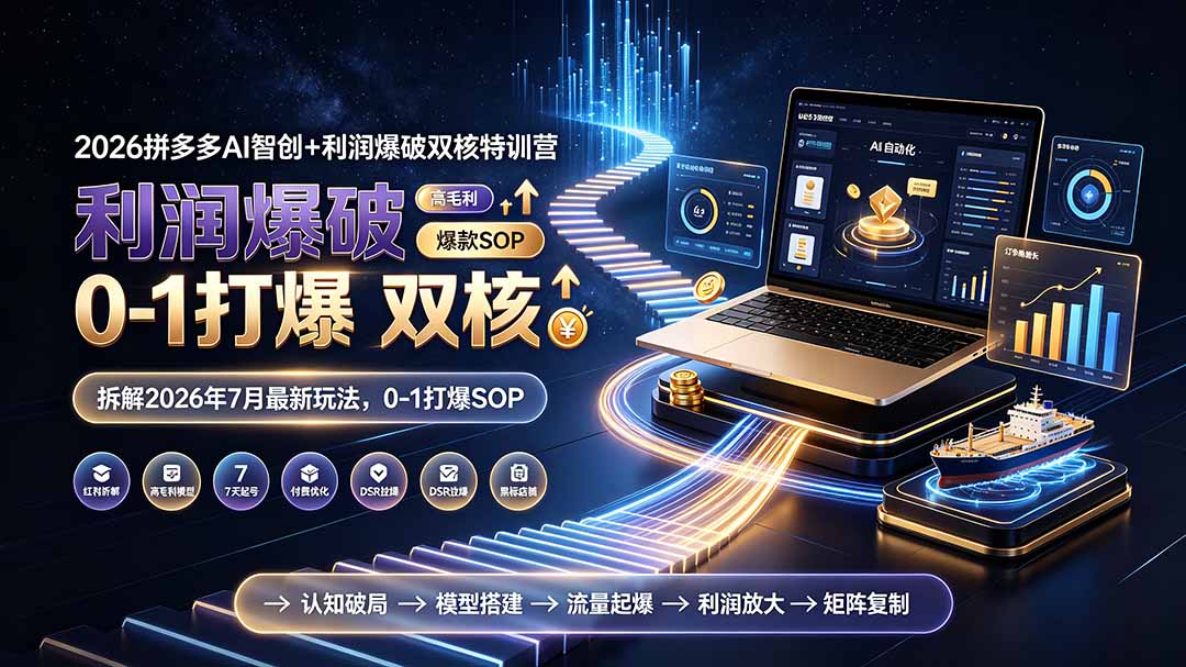 (19562期)2026拼多多AI智创+利润爆破双核特训营-更新:拆解2026年7月最新玩法,0-1打爆SOP