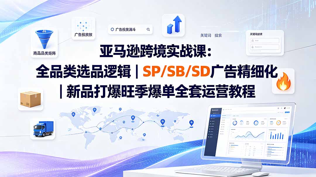 (19563期)亚马逊跨境实战课-更新:全品类选品逻辑|SP/SB/SD广告精细化|新品打爆旺季爆单全套运营教程