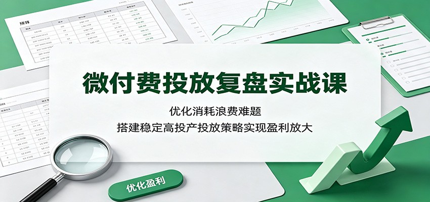 微付费投放复盘实战课:优化消耗浪费难题,搭建稳定高投产投放策略实现盈利放大