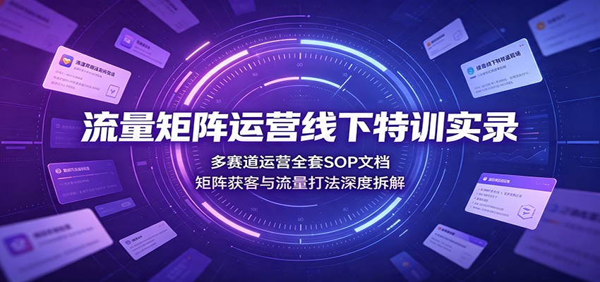 流量矩阵运营线下特训实录：多赛道运营全套SOP文档，矩阵获客与流量打法深度拆解
