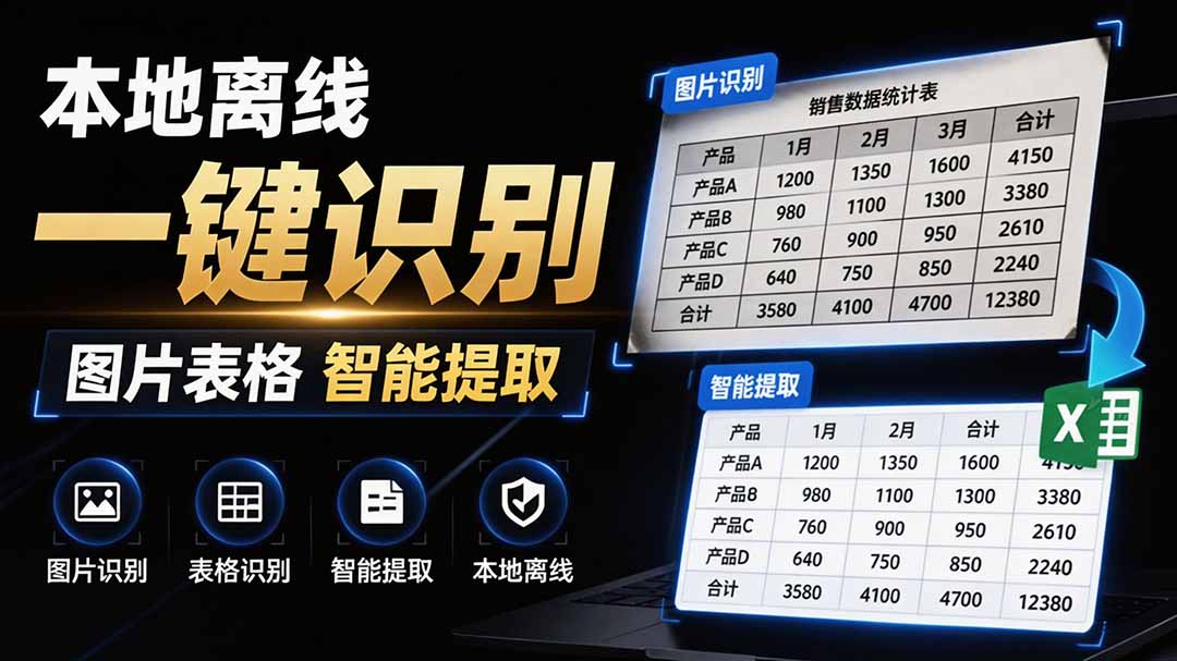 (19609期)体积仅70MB,图片一键智能提取表格工具来了!完全免费且离线使用,FastOCR智能表格识别软件V1.0