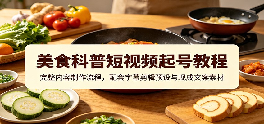 美食科普短视频起号教程：完整内容制作流程，配套字幕剪辑预设与现成文案素材